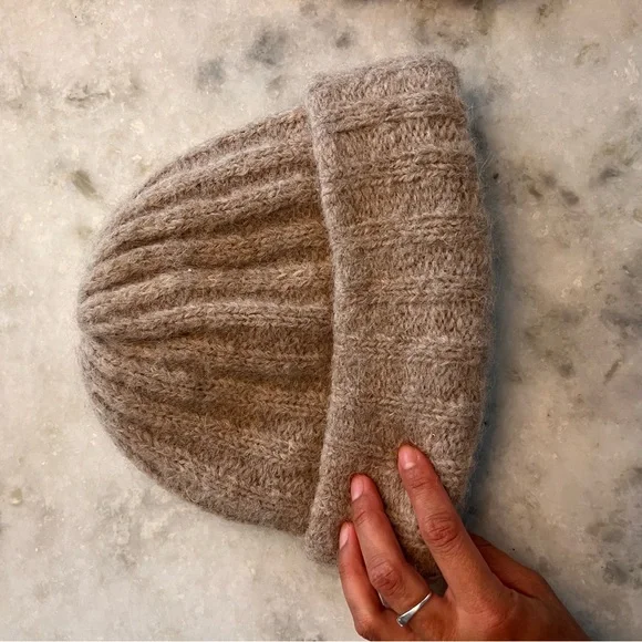 Cozy Neutral Ribbed Knit Beanie - Tan - Picture 5 of 5